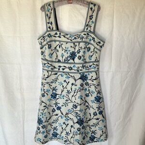ANTHROPOLGIE MAEVE blue and white floral print A-line dress. Size X-large.